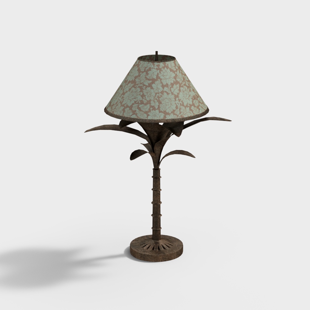 Vintage Decorative Lamp 3D Model – Pastel Floral Shade
