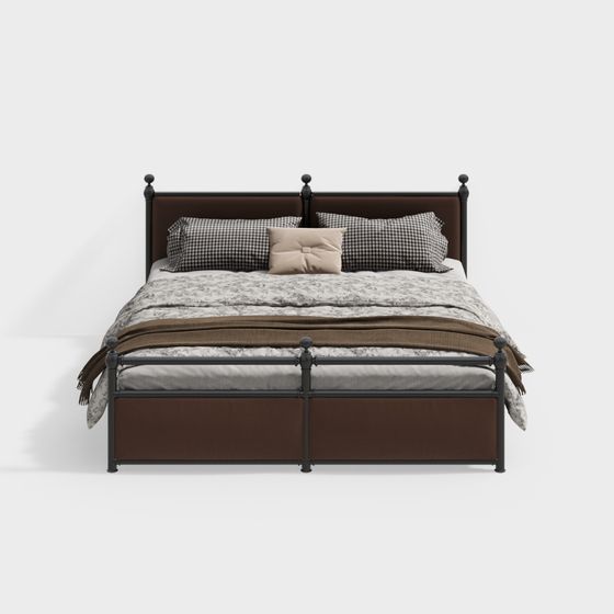Vintage Wrought Iron Bed 3D model