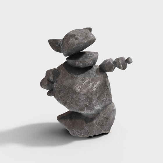 Balanced Stone Bear 3D model