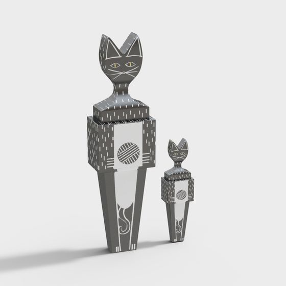 Paper Art Cat 3D model for Creative Projects