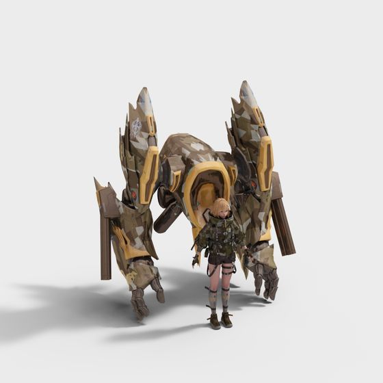 Mechanical Warrior Low-Poly 3D model