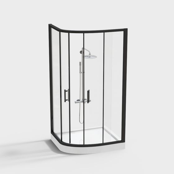 Curved Shower Cabin 3D model for Modern Aesthetics