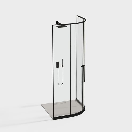 Curved Shower Room 3D model for Modern Spaces