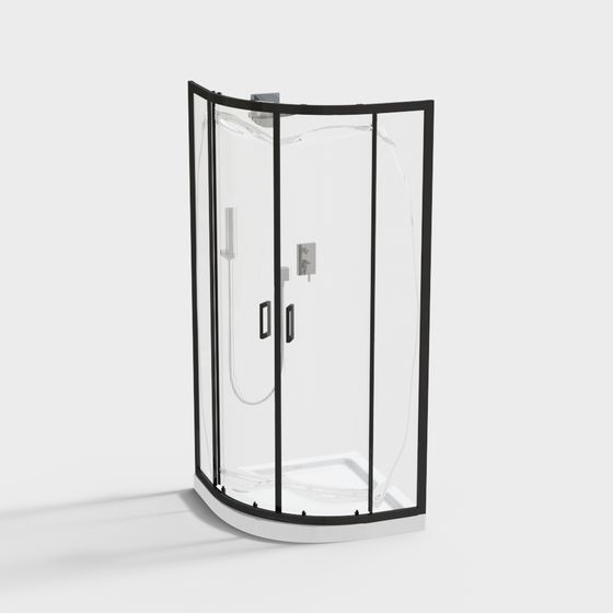 Curved Shower Room 3D model for Modern Interiors