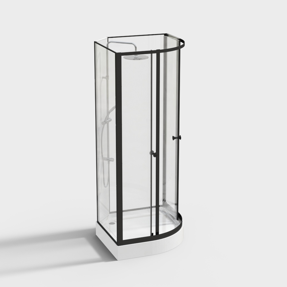 Stylish Glass Shower Room 3D model