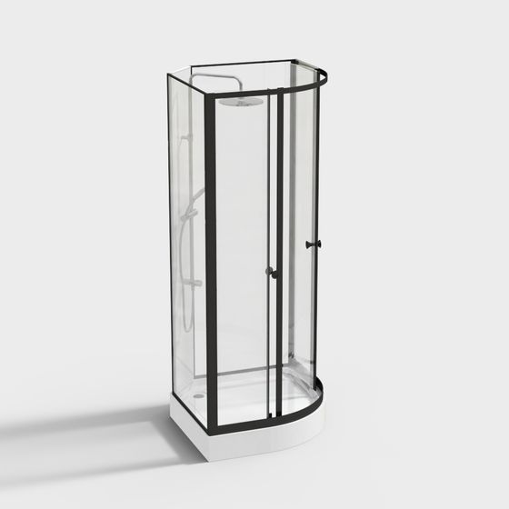 Stylish Glass Shower Room 3D model
