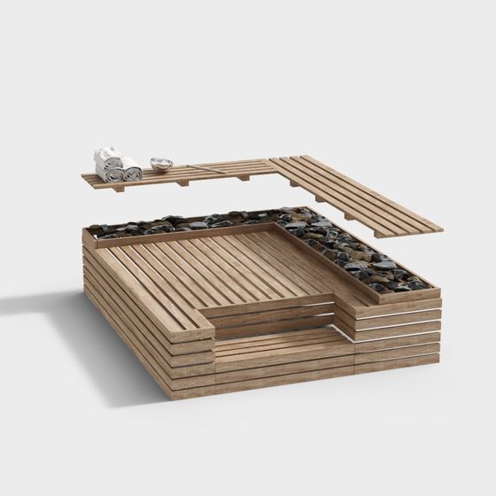 Modern Wooden Bathtub 3D model