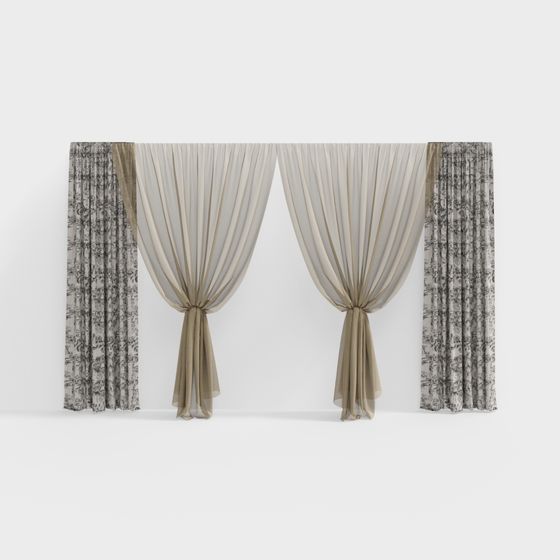 Chic Soft Curtain 3D model for Creative Spaces