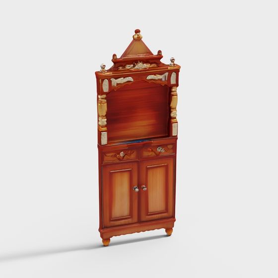 Vintage Low-Poly Cabinet 3D Model