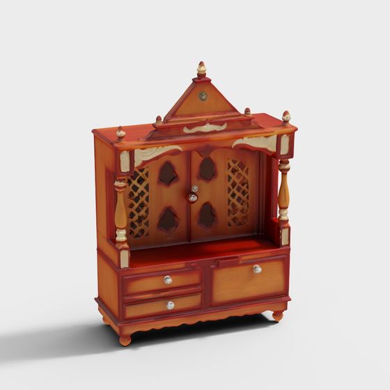 Retro TV Cabinet 3D model with Low Polygon Design