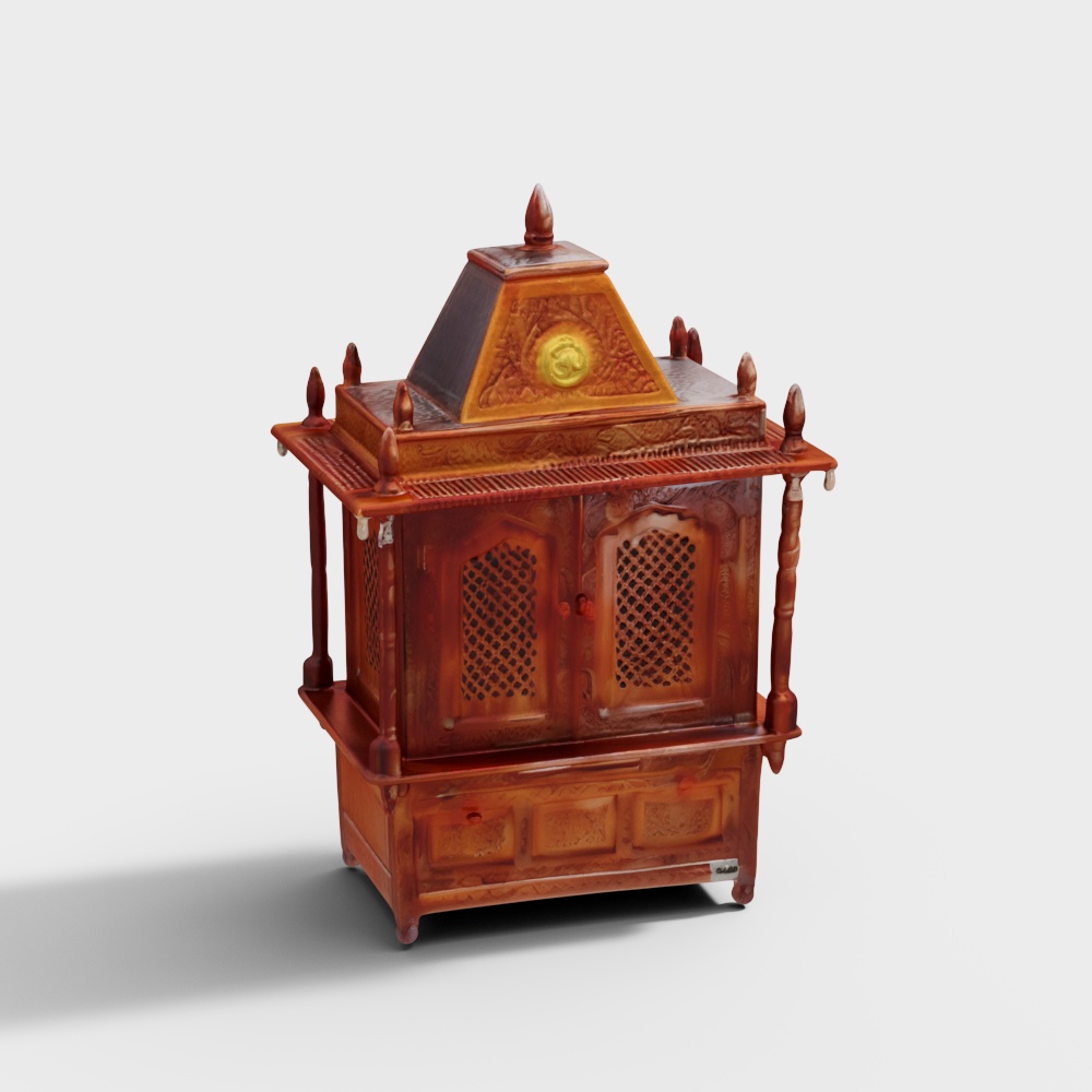 Ancient Charm Bookshelf 3D Model – Chinese Classic Design