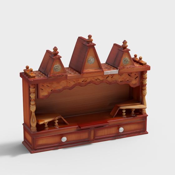 Vintage Low Poly Living Room 3D model