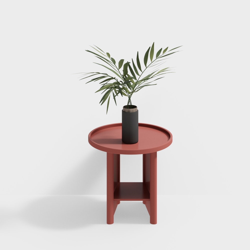 Low Poly Round Table & Vase 3D model