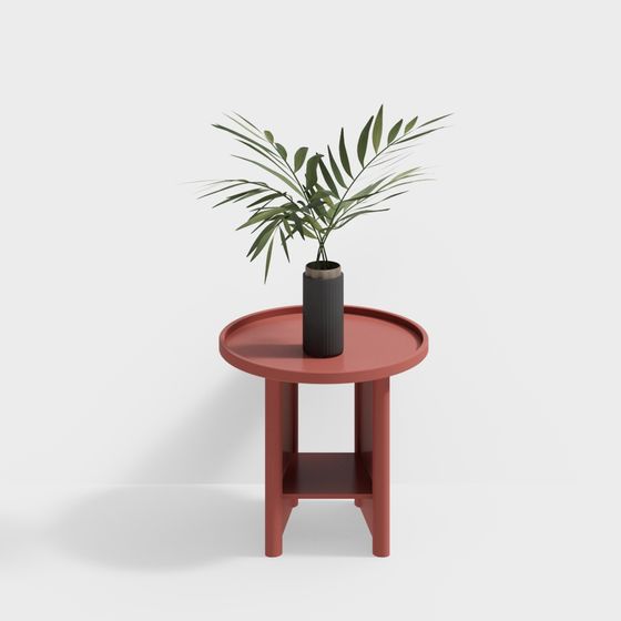 Low Poly Round Table & Vase 3D model