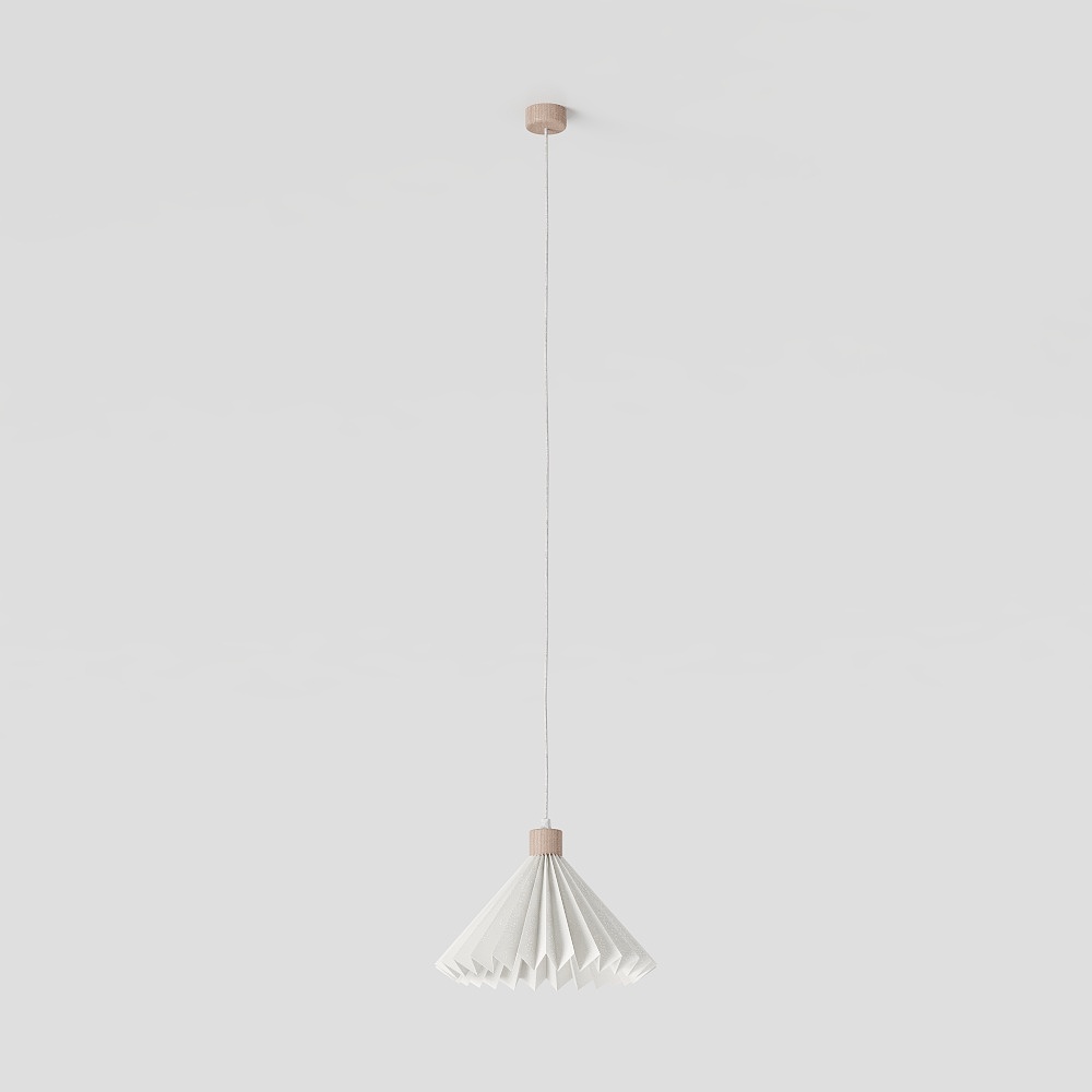 Modern Minimalist Pendant Lamp 3D Model – Paper & Wood