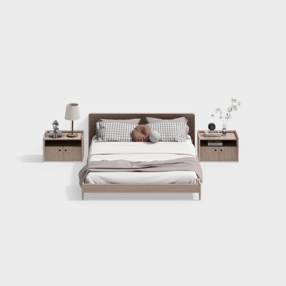 Minimalist style double bed combination