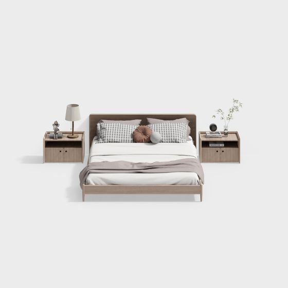 Elegant Low-Poly Bed 3D model