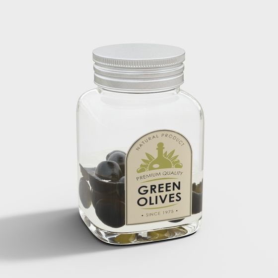 Stylish Green Olives Jar 3D model
