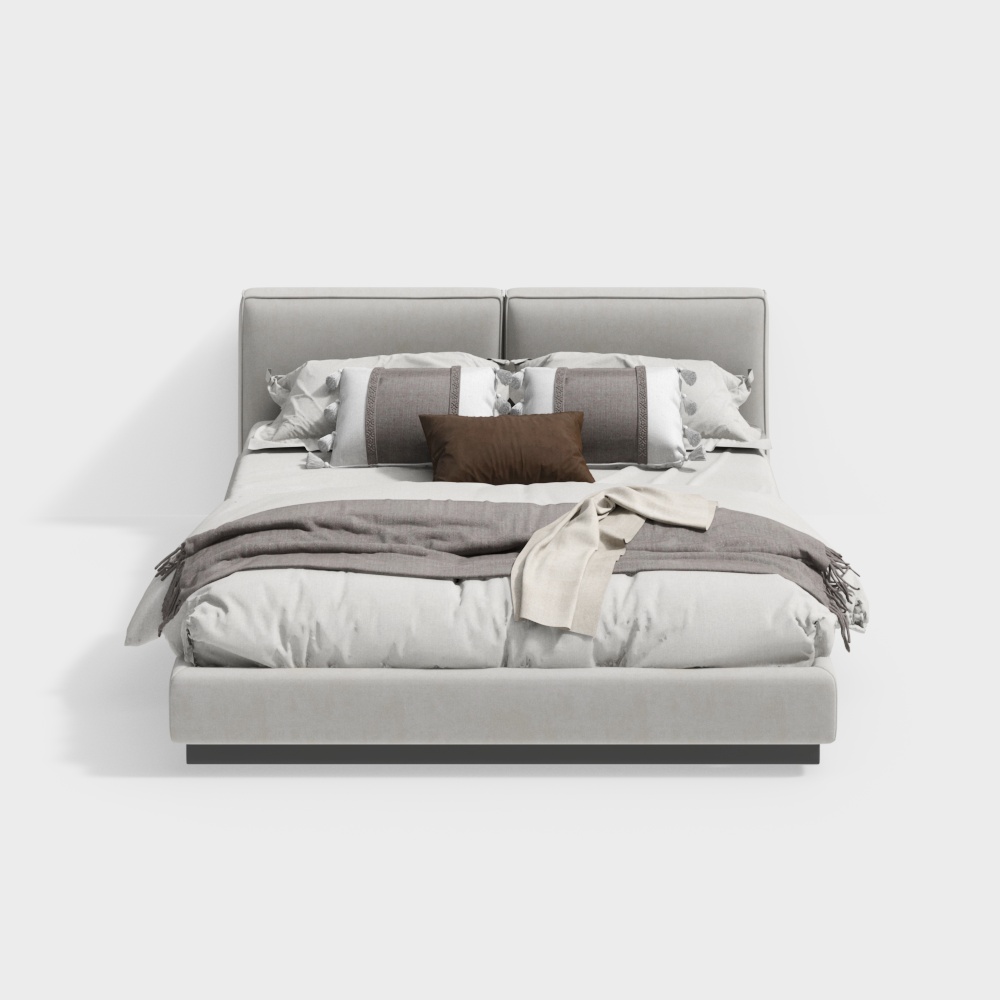 Cama doble gris moderna