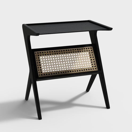 White Ash Natural Wood Rattan Style Side Table_Copy