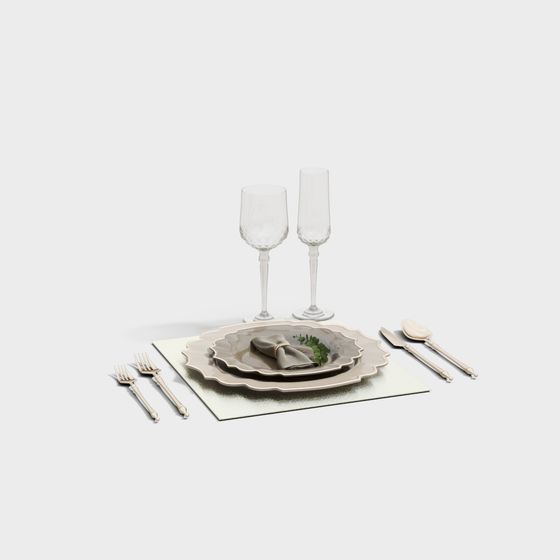 Elegant Tableware 3D Model for Creative Projects