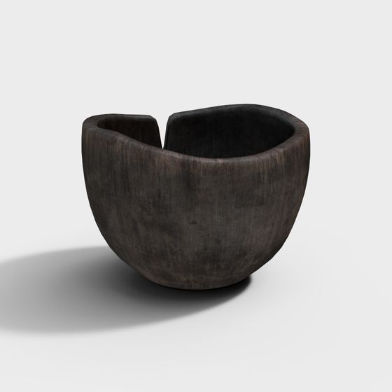 Natural Hand Low-Polygon Wooden Bowl 3D model
