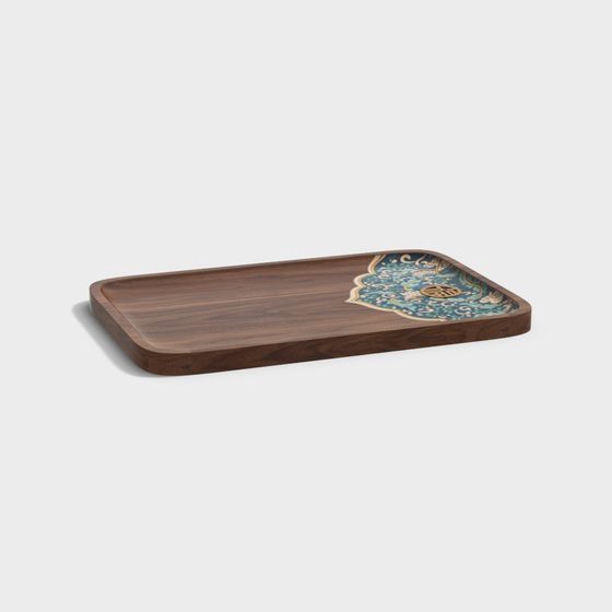 Elegant Wooden Tray 3D Model for Interior Design