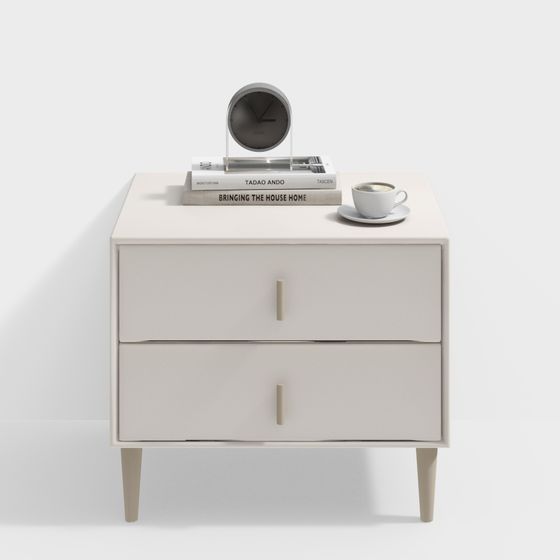 Light colored bedside table