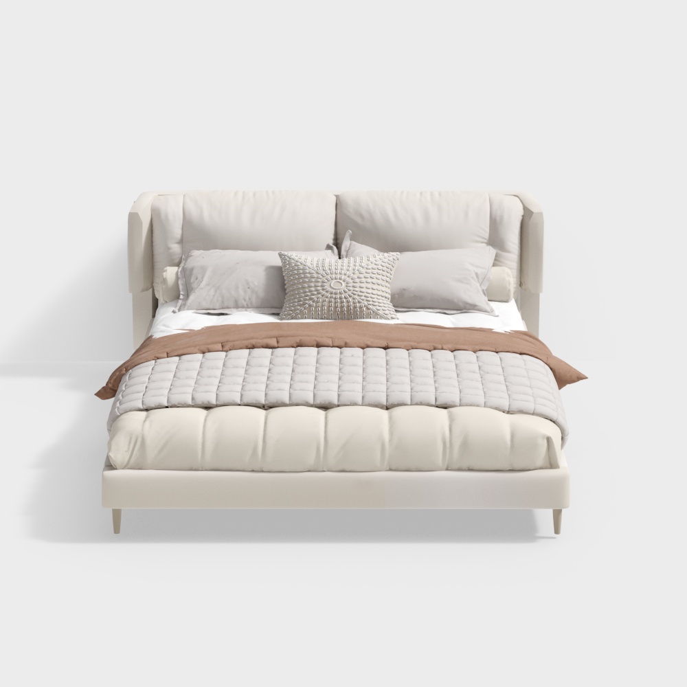 Beige double bed