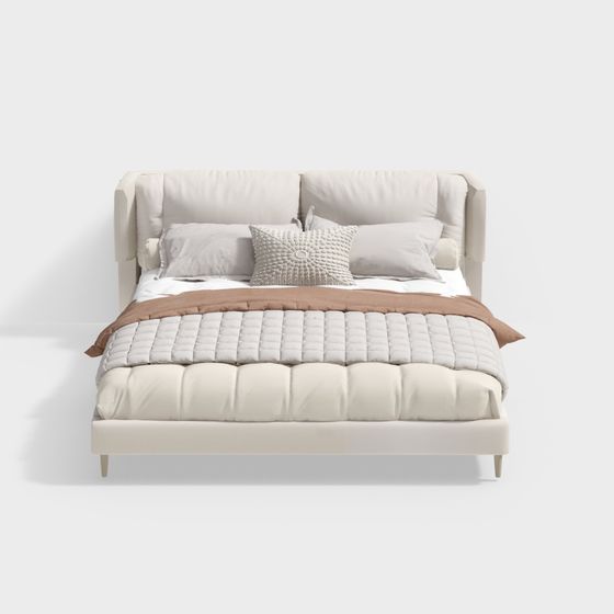 Cozy Retreat 3D model - Stylish Double Bed for Modern Spaces