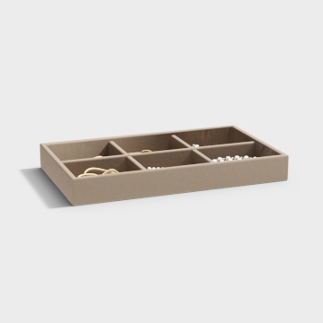 Elegant Jewelry Box 3D Model – Beige Leather with Accents
