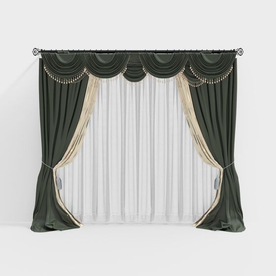 Grand Velvet Drapery Set 3D model