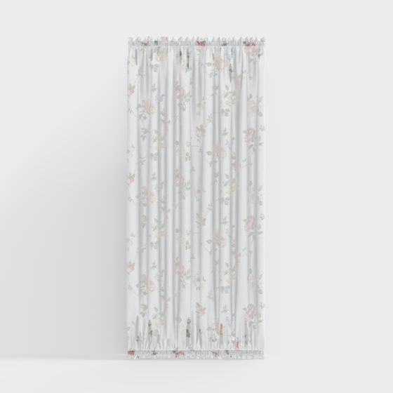 Delicate Floral Curtain 3D model for Creative Spaces