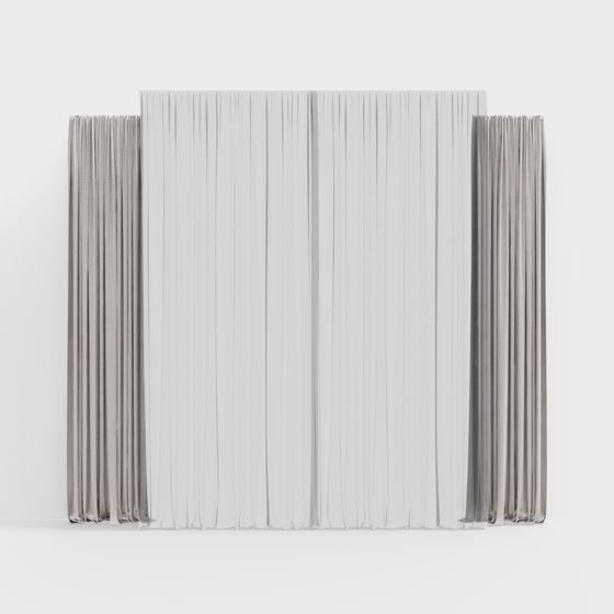 Pleated Curtain 3D model for Modern Aesthetics