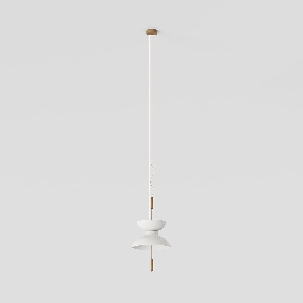 Elegant Low-Poly Pendant Light 3D Model – Frosted Glass & Wood