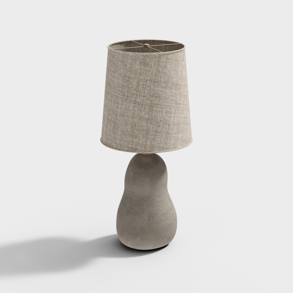 Modern Minimalist Table Lamp 3D Model – Concrete Base