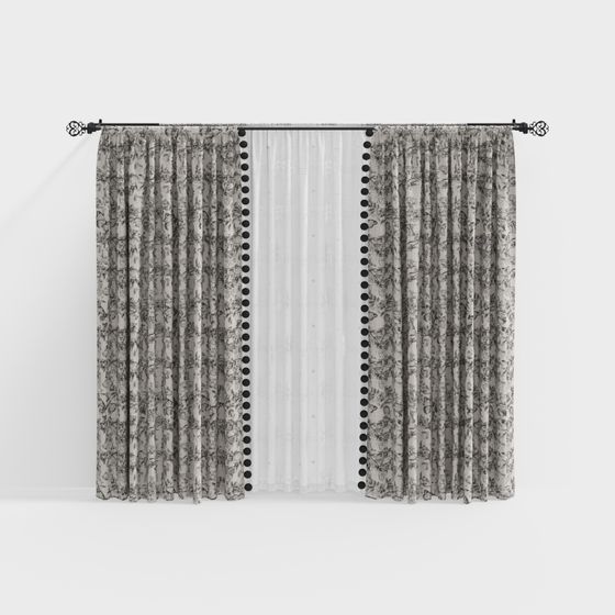 Chic Low-Polygon Curtain 3D Model for Contemporary Spaces