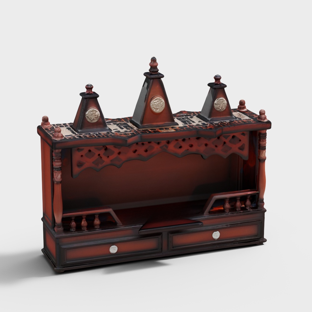 Sunanda Bhawan Large Wall Mount Pooja Mandir Without Door