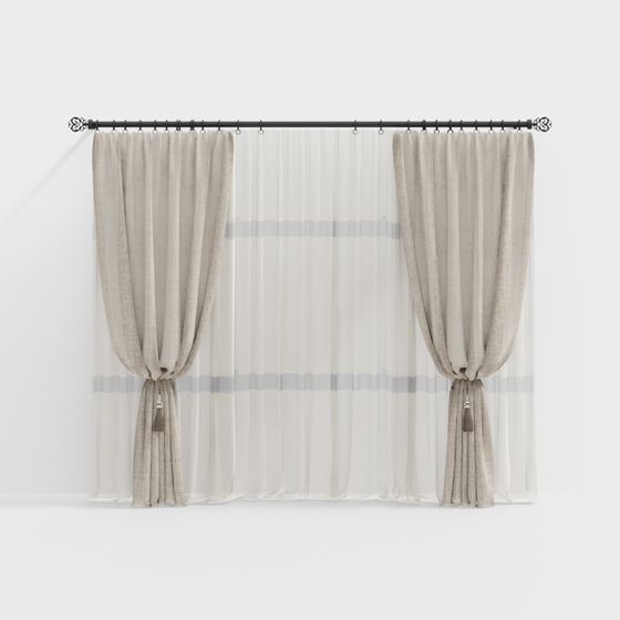 Stylish 3D Curtain Model for Modern Spaces