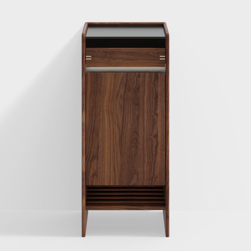 Walnuss Holz Naturholz Kombination Schuhschrank Einzeltür