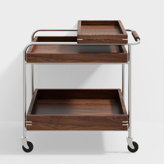 Walnut Side Table with Casters