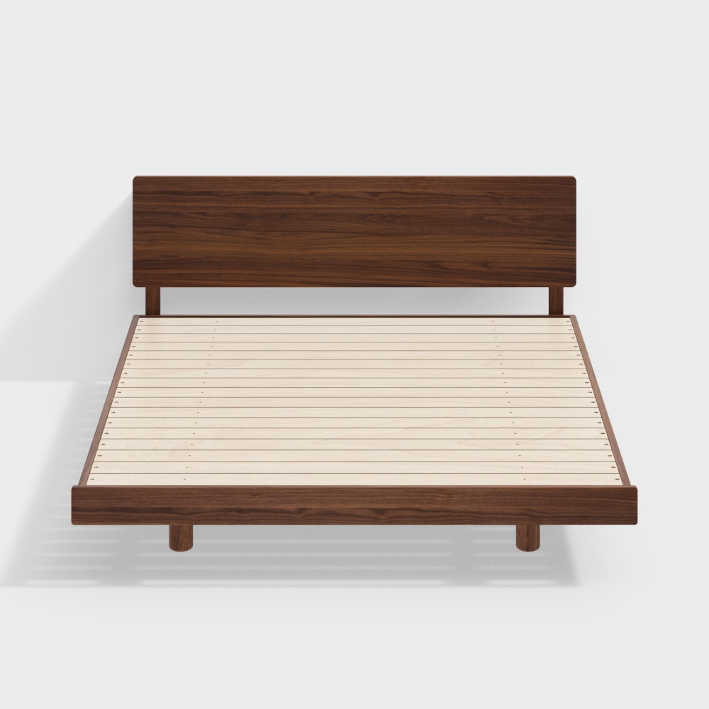Walnut Flat Bed King Size Straight Type