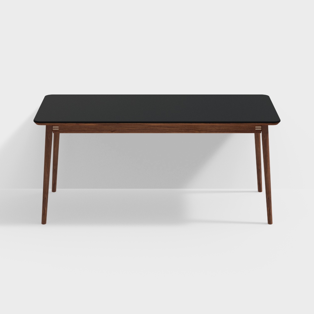 Обеденный стол с керамической столешницей из орехового дерева, черный, ширина 1800 мм