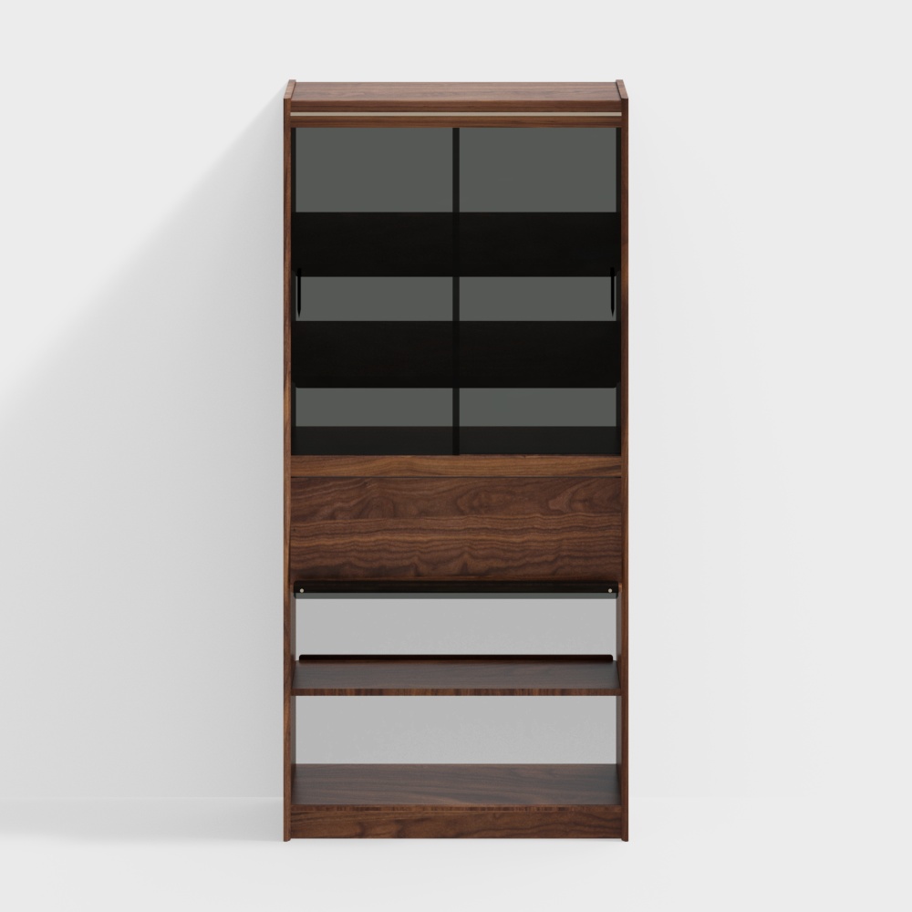 Walnut Natural Wood Open Shelf Type B