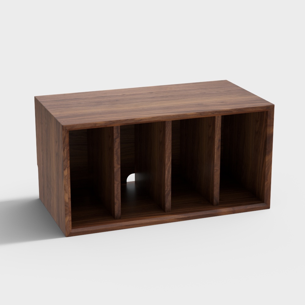 Walnut Wood Natural Wood Combination Cabinet With Divider_Copy