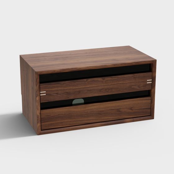 Walnut Wood Natural Wood Combination Cabinet with Two Drawer Layers