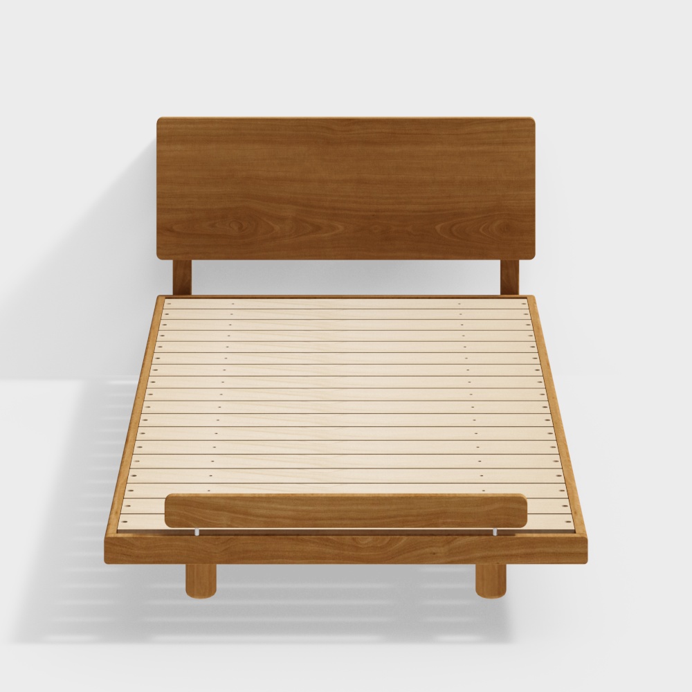 チェリー材 木製コーナーフィットベッド セミダブル(背もたれ付き)マットレスなし 直線タイプ