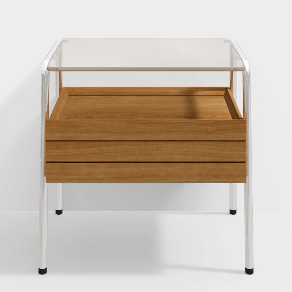 Cherry Wood Glass Top Sideboard