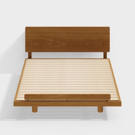 Cherry Wood Wooden Corner Fit Bed Wide Double Size (With Backrest) Mattress Not Included Straight Type_Copy