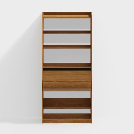 櫻桃木多功能木製書架 翻蓋門